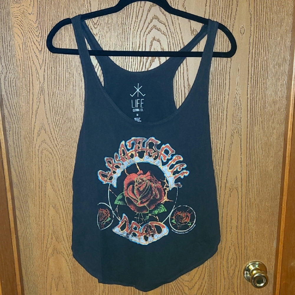 Grateful Dead Black Tank Top with Rose Graphic